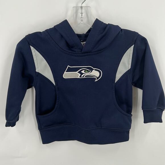 Seahawks NFL Apparel Toddler Kids Navy Blue Hoody with Front Pouch Size 2 t - Picture 1 of 11